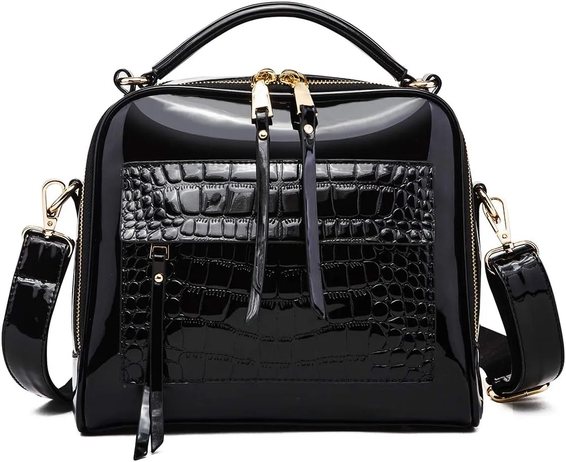 Chikencall Women Patent Leather Handbag and Purses PU Satchels Shoulder Bags Crossbody Bags