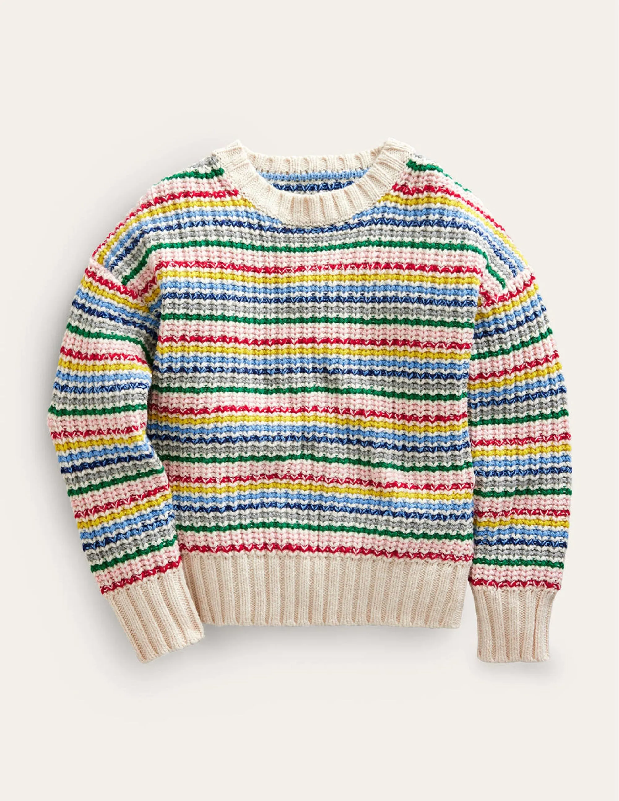 Chunky Striped Jumper-Ivory Multi Stripe