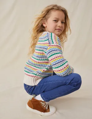 Chunky Striped Jumper-Ivory Multi Stripe
