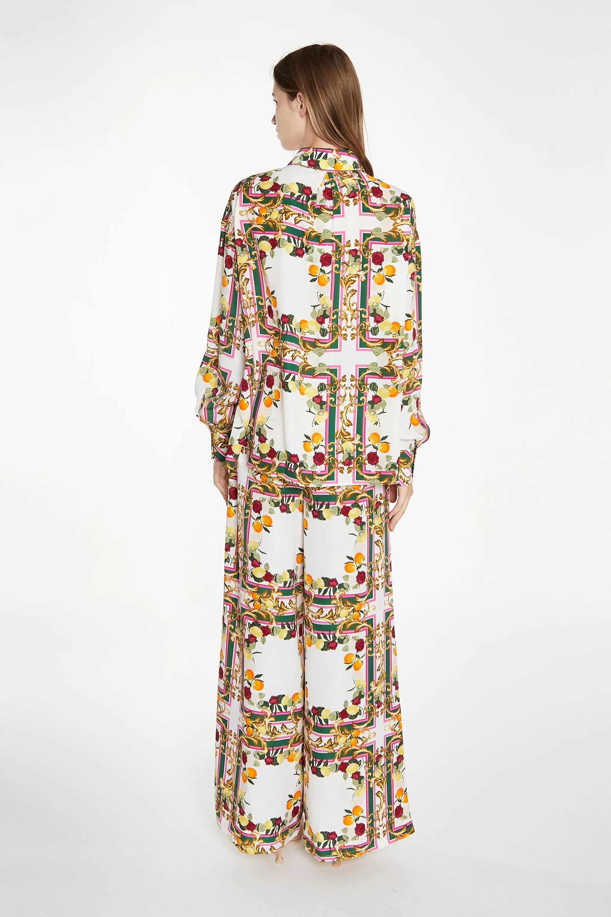 Citrus Scarf Print Long Sleeve Shirt