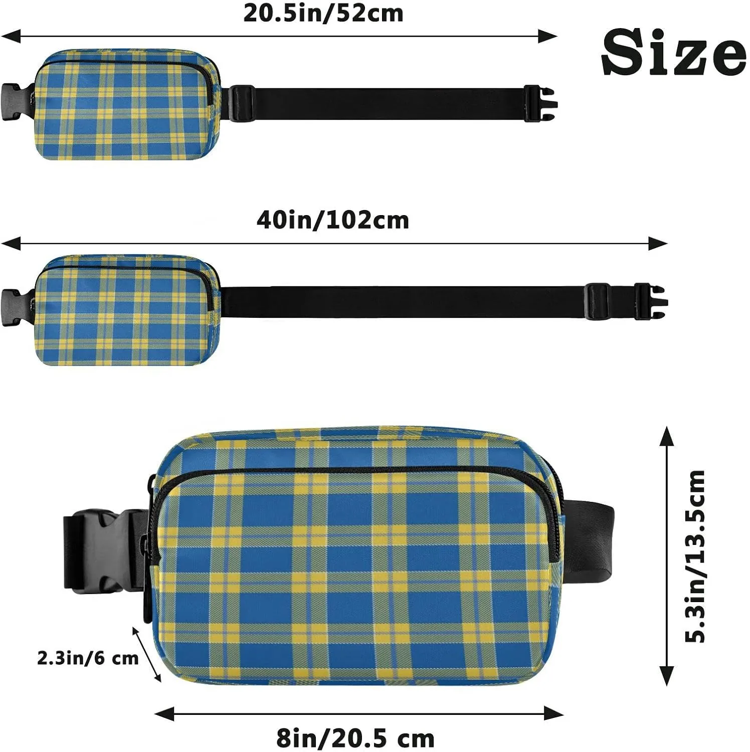 Color Flag Ukraine Belt Bag for Women Men Tartan Plaid Yellow Fanny Pack Small Waist Pouch Crossbody Bags for Outdoor Hiking Running Travel