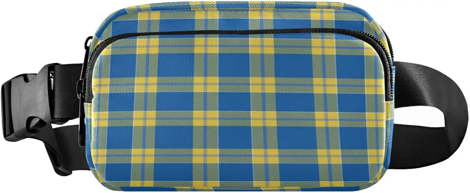 Color Flag Ukraine Belt Bag for Women Men Tartan Plaid Yellow Fanny Pack Small Waist Pouch Crossbody Bags for Outdoor Hiking Running Travel