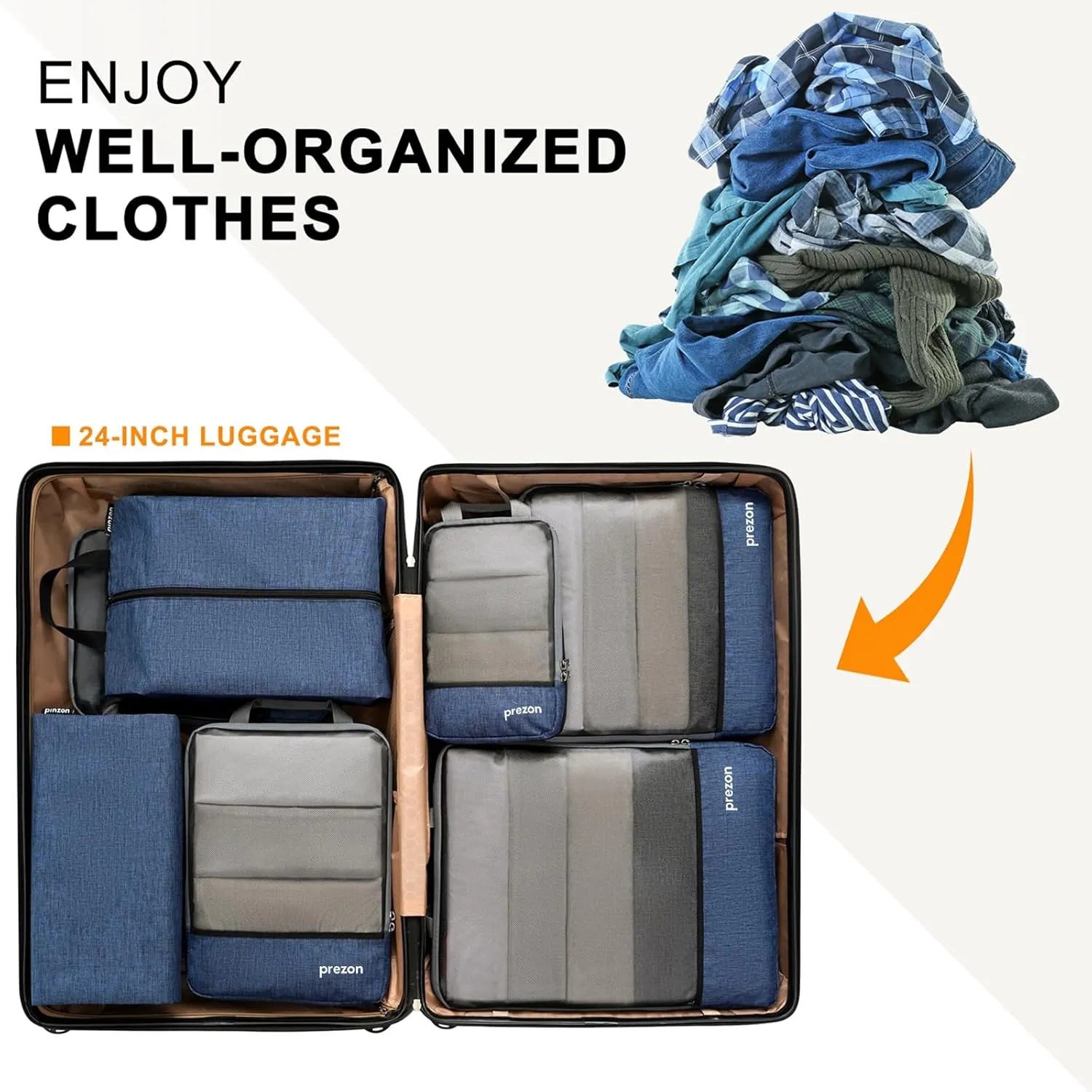 Compression Packing Cubes, Extensible Suitcase Organiser, Packing Organisers for Suitcases, Packing Cubes for Travel or Home Storage4Set-Navy