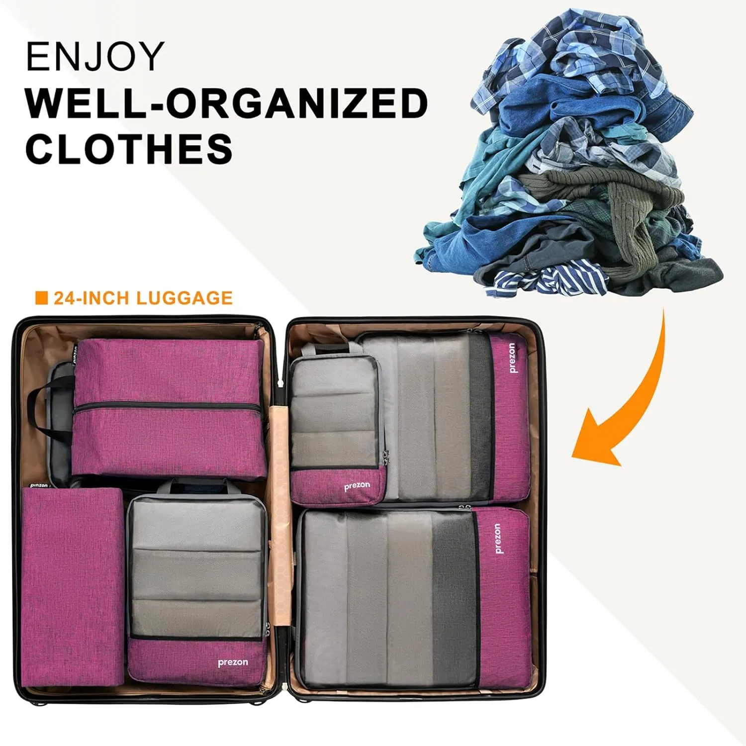 Compression Packing Cubes, Extensible Suitcase Organiser, Packing Organisers for Suitcases, Packing Cubes for Travel or Home Storage4Set-Pink