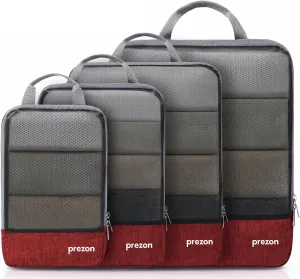 Compression Packing Cubes, Extensible Suitcase Organiser, Packing Organisers for Suitcases, Packing Cubes for Travel or Home Storage4Set-Red