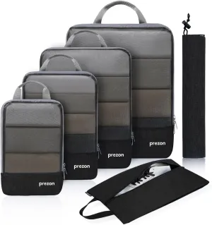 Compression Packing Cubes, Extensible Suitcase Organiser, Packing Organisers for Suitcases, Packing Cubes for Travel or Home Storage6Set-Black