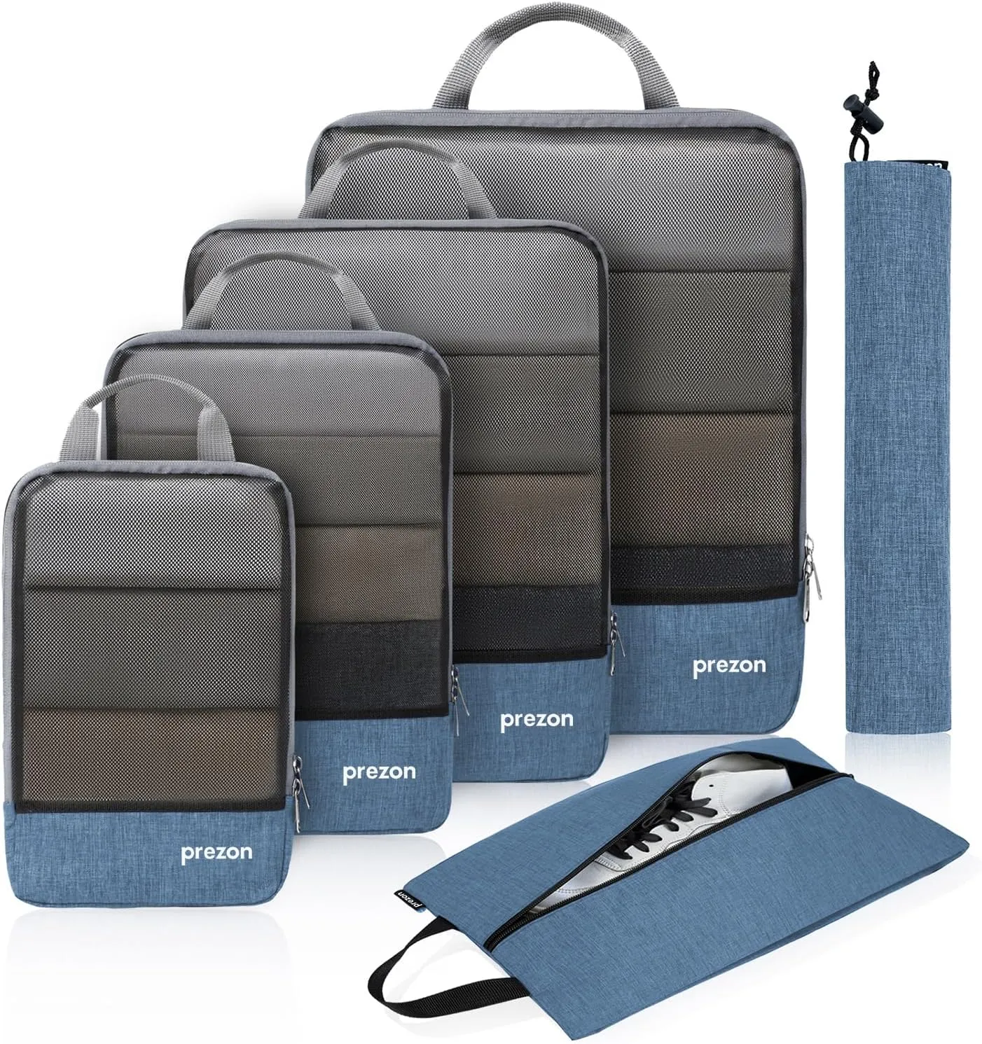 Compression Packing Cubes, Extensible Suitcase Organiser, Packing Organisers for Suitcases, Packing Cubes for Travel or Home Storage6Set-Blue