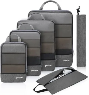 Compression Packing Cubes, Extensible Suitcase Organiser, Packing Organisers for Suitcases, Packing Cubes for Travel or Home Storage6Set-Grey