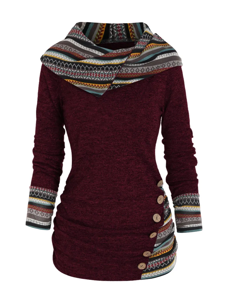 Contrast color casual hoodie