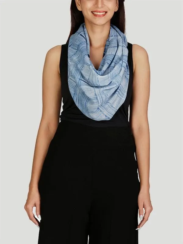 Cotton Shibori Stole White and Indigo