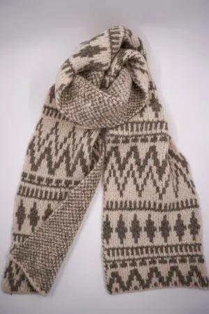 Cream Flamestitch Knitted Scarf