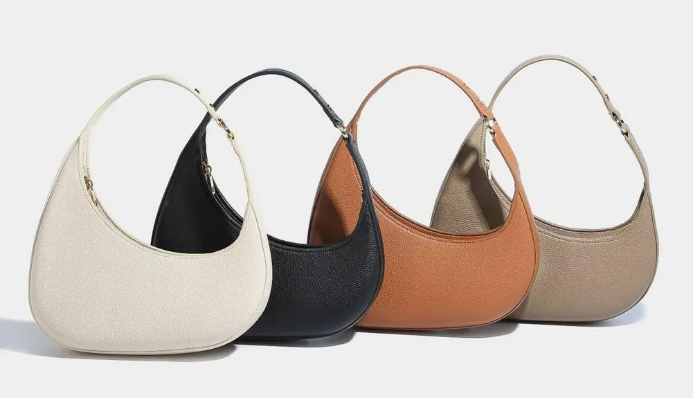 Crescent Shoulder Bag for Women Trendy Small Tote Purse Vegan Leather Clutch Handbag Ladies Satchels