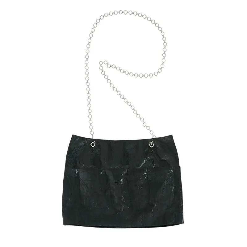 Crinkled Metallic Mini Skirt