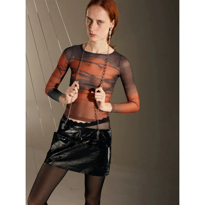 Crinkled Metallic Mini Skirt