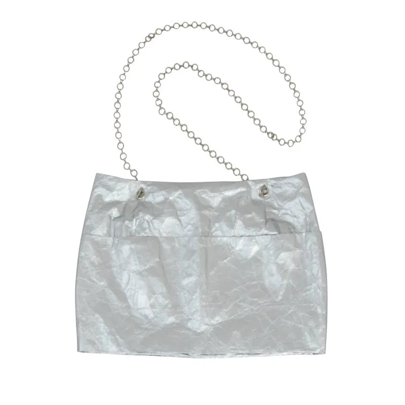Crinkled Metallic Mini Skirt