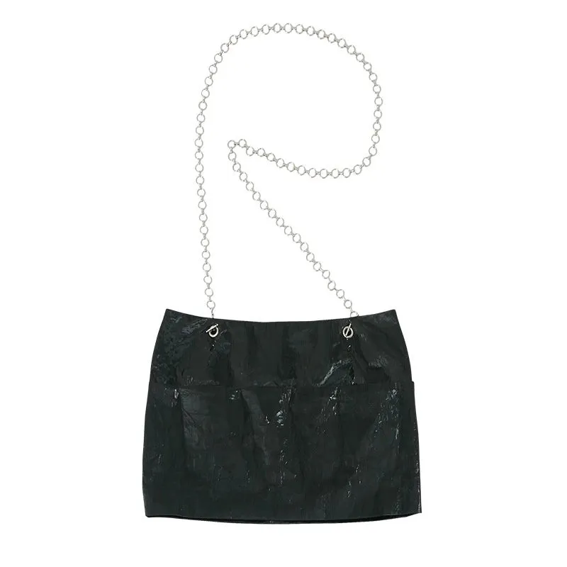 Crinkled Metallic Mini Skirt