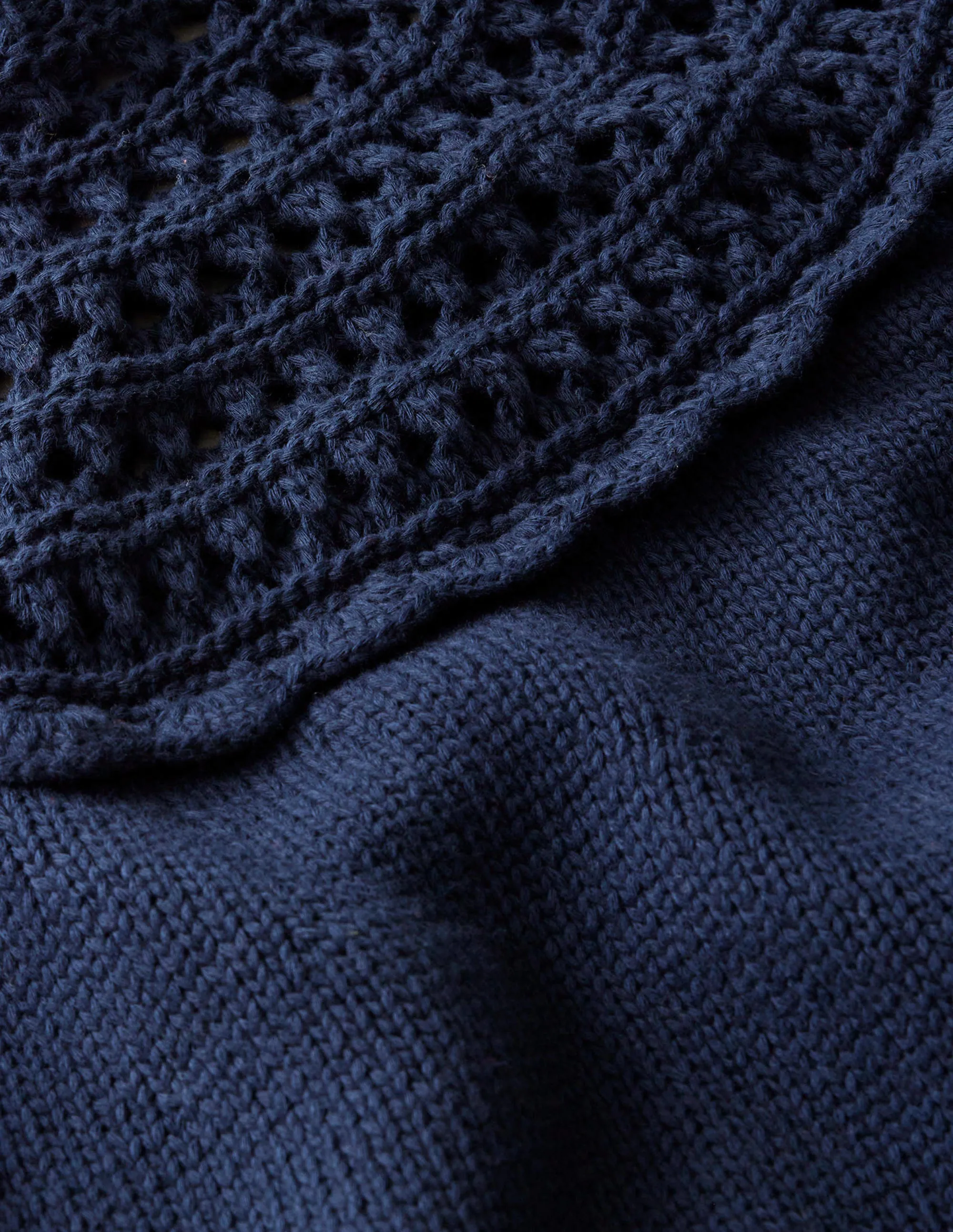 Crochet Yoke Jumper-Navy
