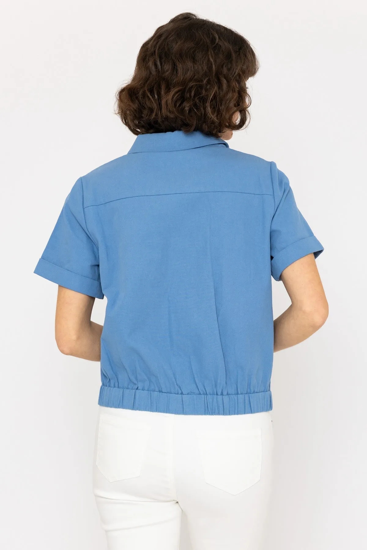 Crop Short Jacket in Blue