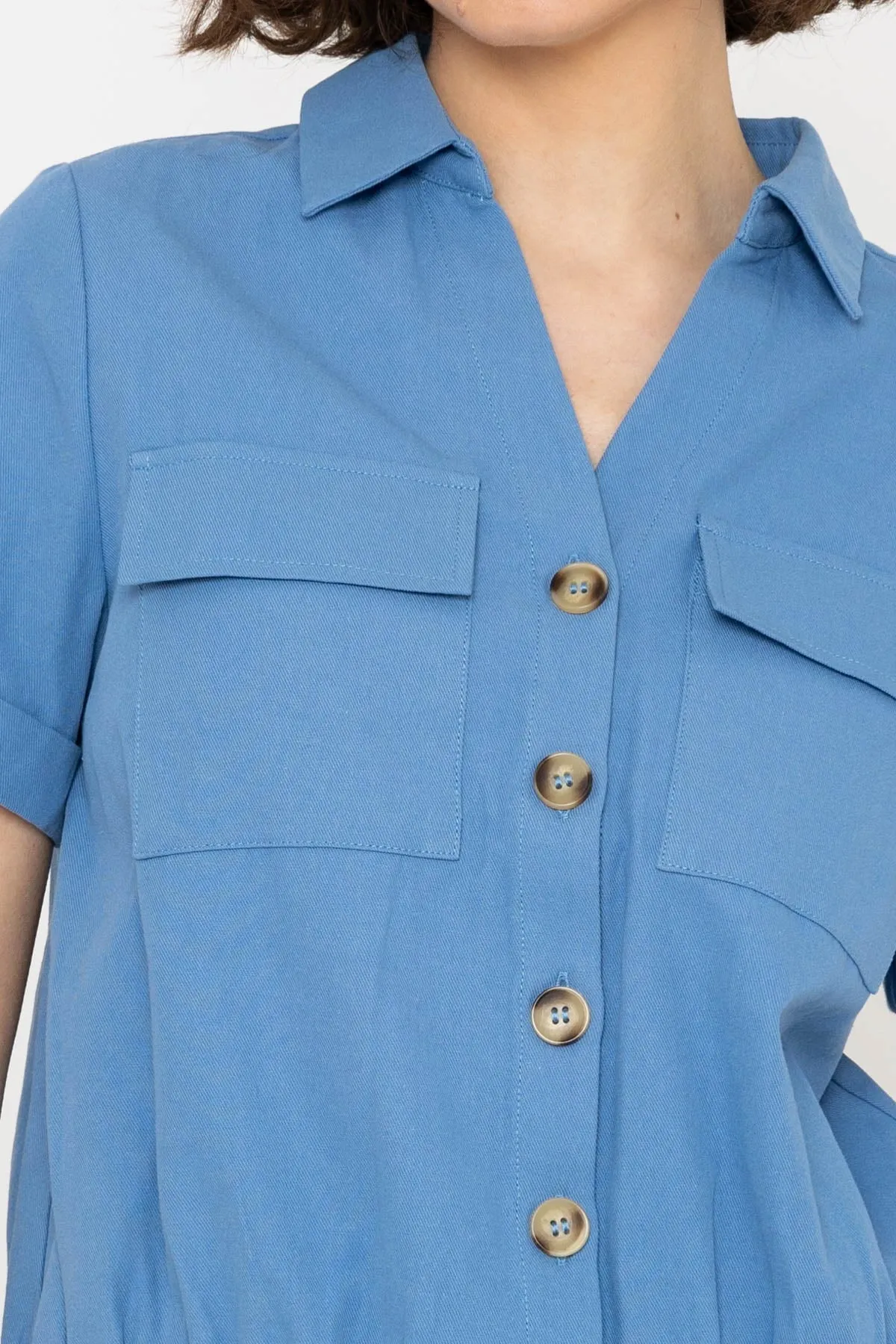 Crop Short Jacket in Blue