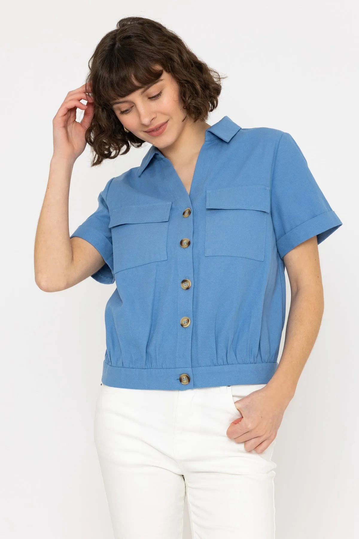 Crop Short Jacket in Blue