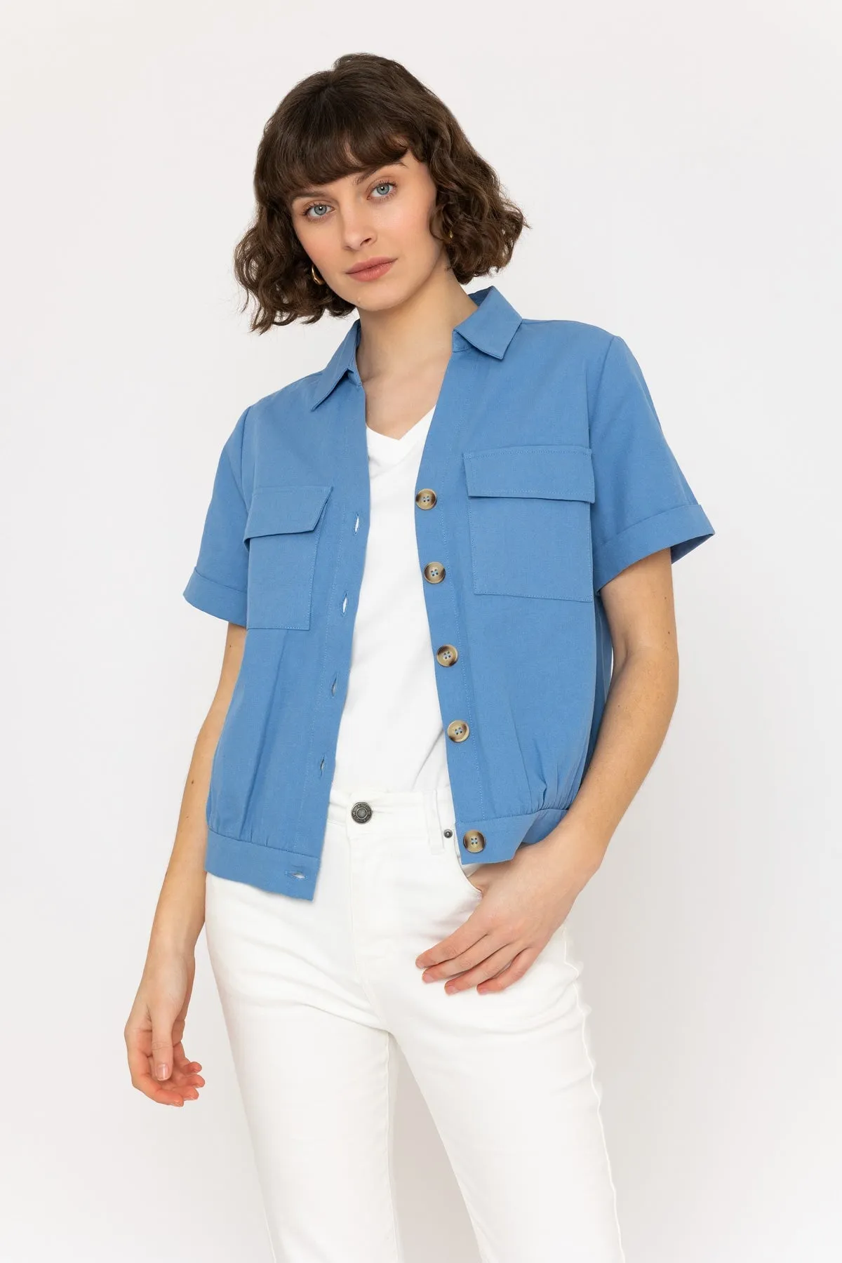 Crop Short Jacket in Blue