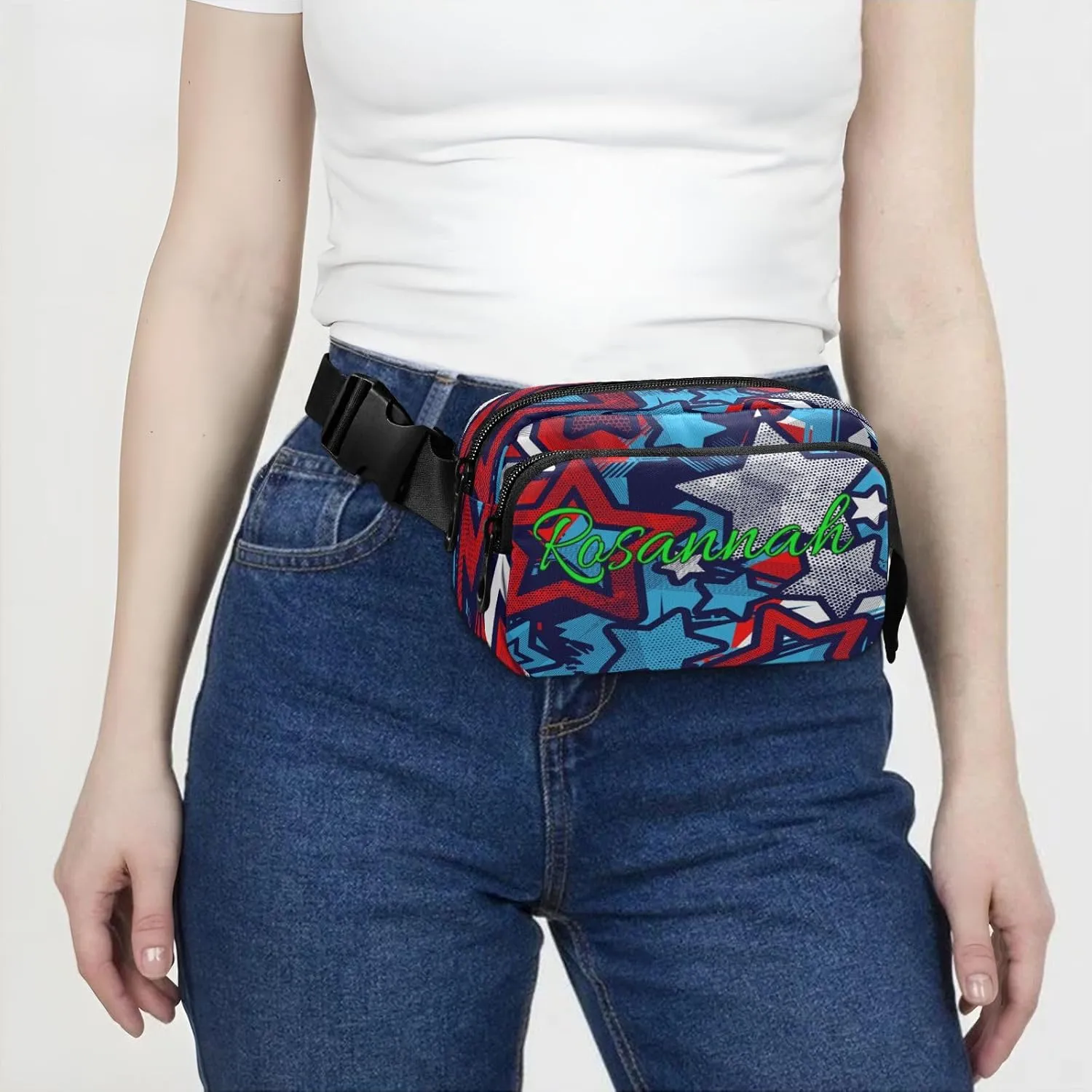 Custom 4th Of July Usa Belt Bag for Women Men Independence Day Star Fanny Pack Small Waist Pouch Crossbody Bags for Outdoor Hiking Running Travel