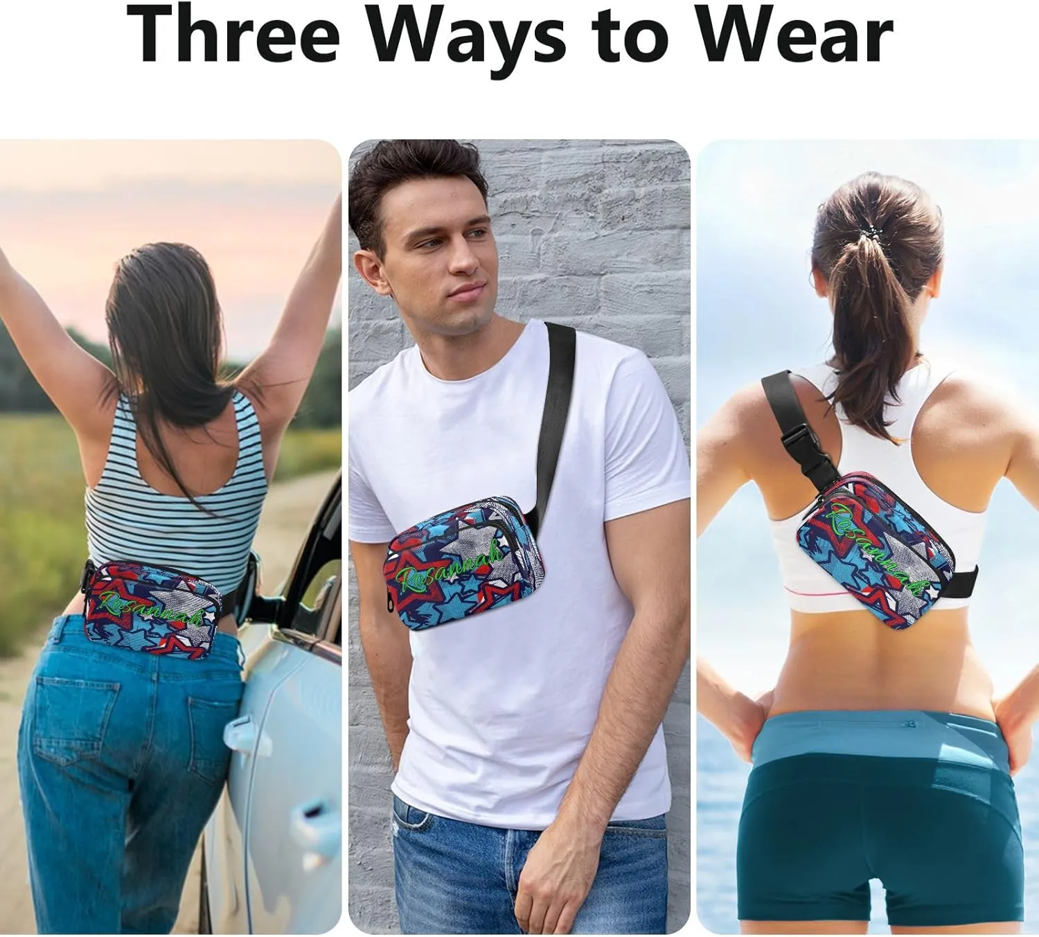 Custom 4th Of July Usa Belt Bag for Women Men Independence Day Star Fanny Pack Small Waist Pouch Crossbody Bags for Outdoor Hiking Running Travel