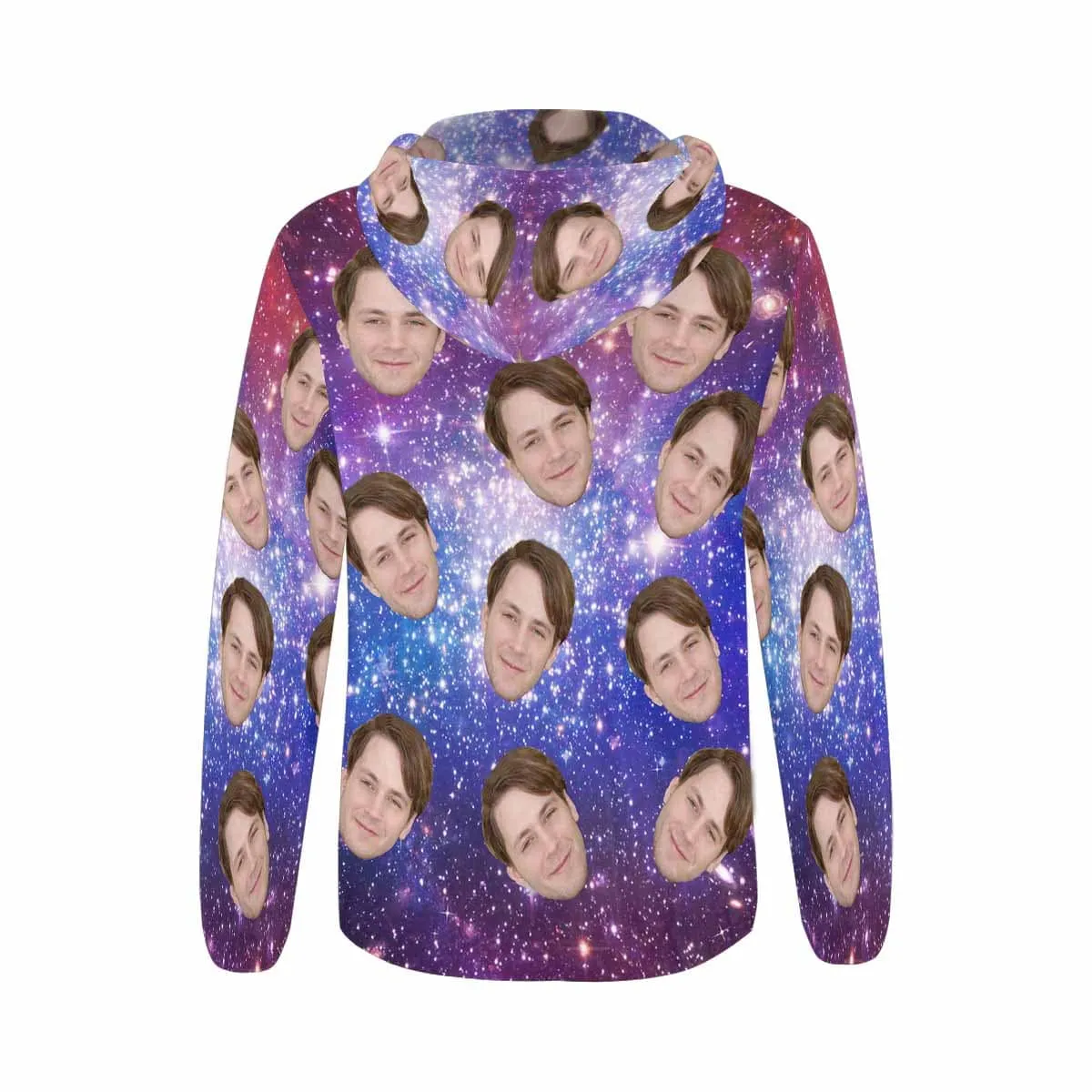 Custom Face Full Zip Hoodie Starry Women's All Over Print Zipper Hoodie with Husband Face
