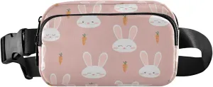 Cute Adorable Rabbit Belt Bag for Women Men Bunny Carrot Fanny Pack Small Waist Pouch Crossbody Bags for Outdoor Hiking Running Travel