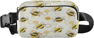 Cute Bees Honeycomb Belt Bag for Women Men Fanny Pack Small Waist Pouch Crossbody Bags for Outdoor Hiking Running Travel