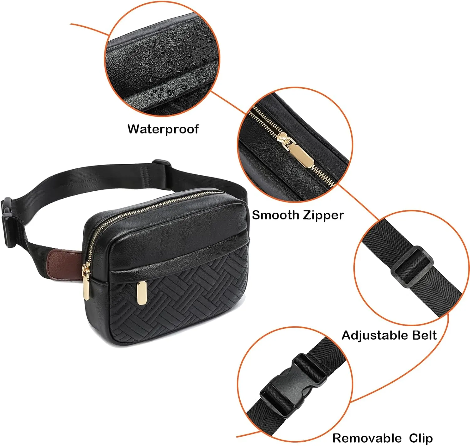 Cute Fanny Packs for WomenWaist Belt Bag Purse for Women. Vegan Leather Women's Fanny Pack