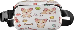 Cute Kawaii Corgi Belt Bag for Women Men Fanny Pack Small Waist Pouch Crossbody Bags for Outdoor Hiking Running Travel