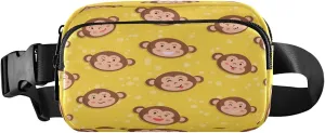 Cute Monkey Yellow Bubble Belt Bag for Women Men Fanny Pack Small Waist Pouch Crossbody Bags for Outdoor Hiking Running Travel