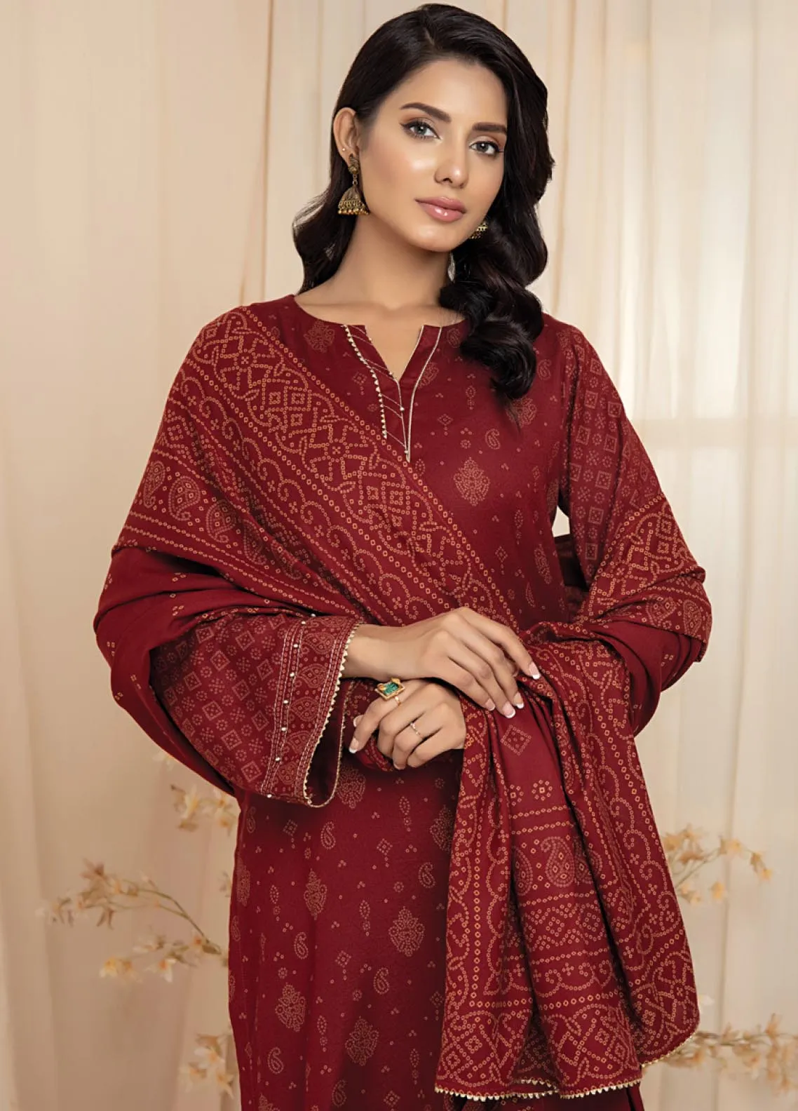 D#1005A LSM Lakhany Cashmi Vool Printed Collection 1022 V-1