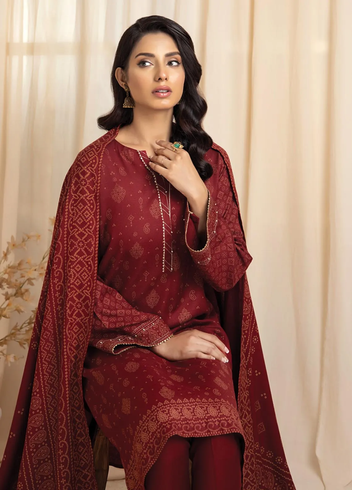 D#1005A LSM Lakhany Cashmi Vool Printed Collection 1022 V-1