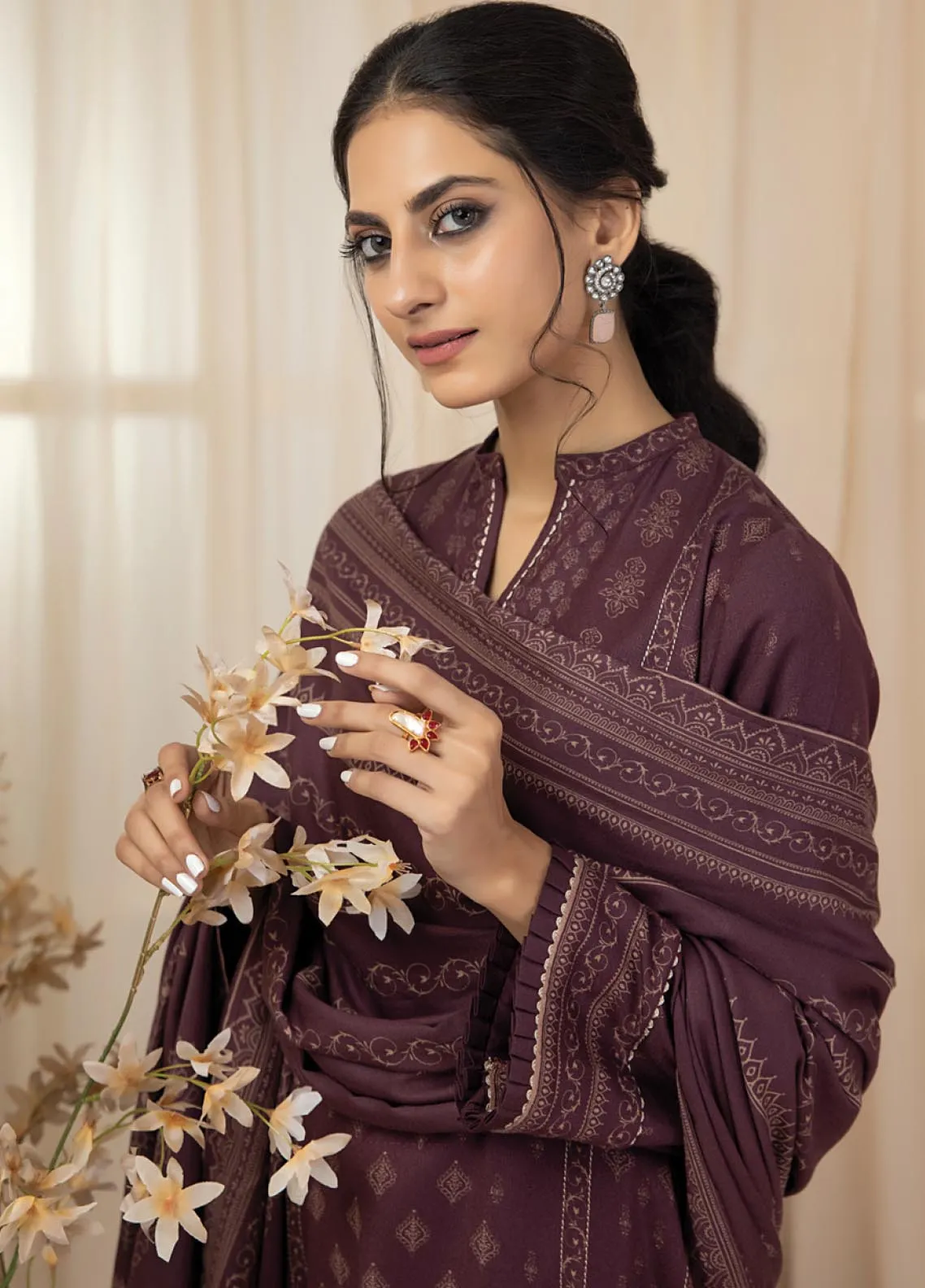 D#1008A LSM Lakhany Cashmi Vool Printed Collection 1022 V-1