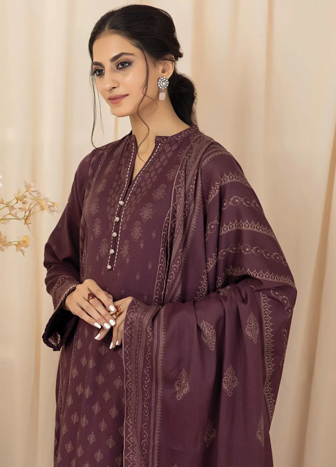 D#1008A LSM Lakhany Cashmi Vool Printed Collection 1022 V-1