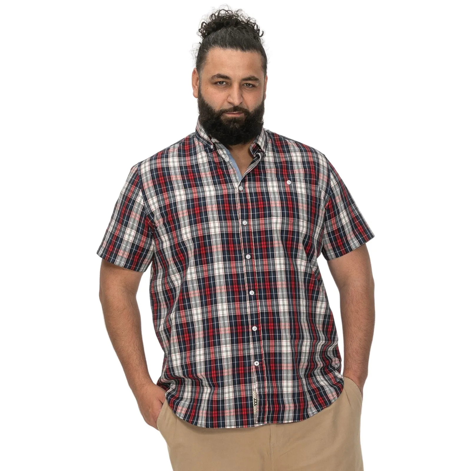 D555 Mens Shields Big & Tall Checked Short Sleeve Shirt