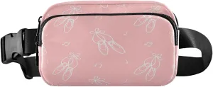 Dancing Ballerinas Silhoette Ballet Shoes Pink Music Notes Belt Bag for Women Men Fanny Pack Small Waist Pouch Crossbody Bags for Outdoor Hiking Running Travel