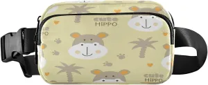 Dancing Ballerinas Silhoette Cute Hippo Palm Leaves Belt Bag for Women Men Fanny Pack Small Waist Pouch Crossbody Bags for Outdoor Hiking Running Travel