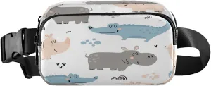 Dancing Ballerinas Silhoette Hippo Cartoon Belt Bag for Women Men Colorful Fanny Pack Small Waist Pouch Crossbody Bags for Outdoor Hiking Running Travel