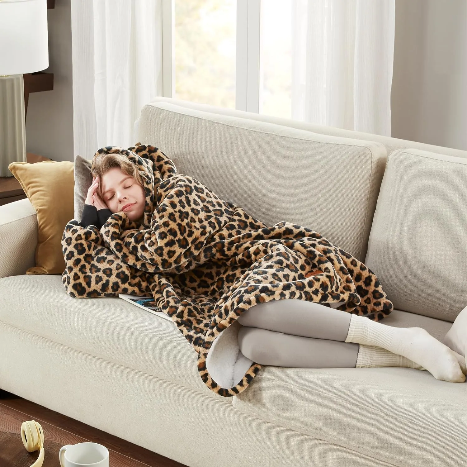 Degrees of Comfort Wearable Blanket Hoodie for Adults Women & Men - Cozy Warm, One Size Fits All