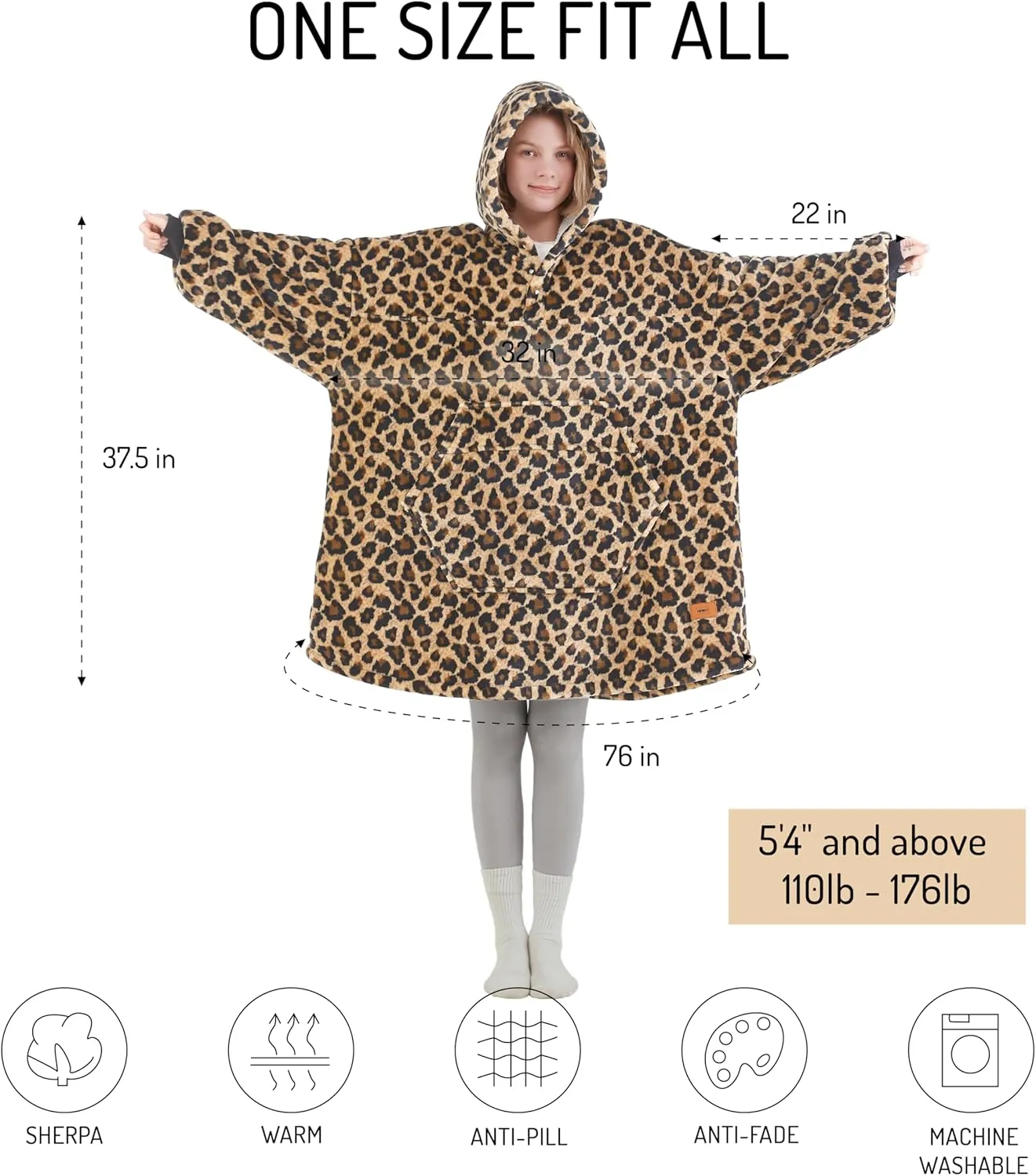 Degrees of Comfort Wearable Blanket Hoodie for Adults Women & Men - Cozy Warm, One Size Fits All