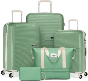 DEINPPA Luggage Sets 5 Piece, Expandable Luggage Hardside PP Suitcase Sets with Spinner Wheels TSA Lock, Durable Lightweight Rolling Suitcase for Men and Women