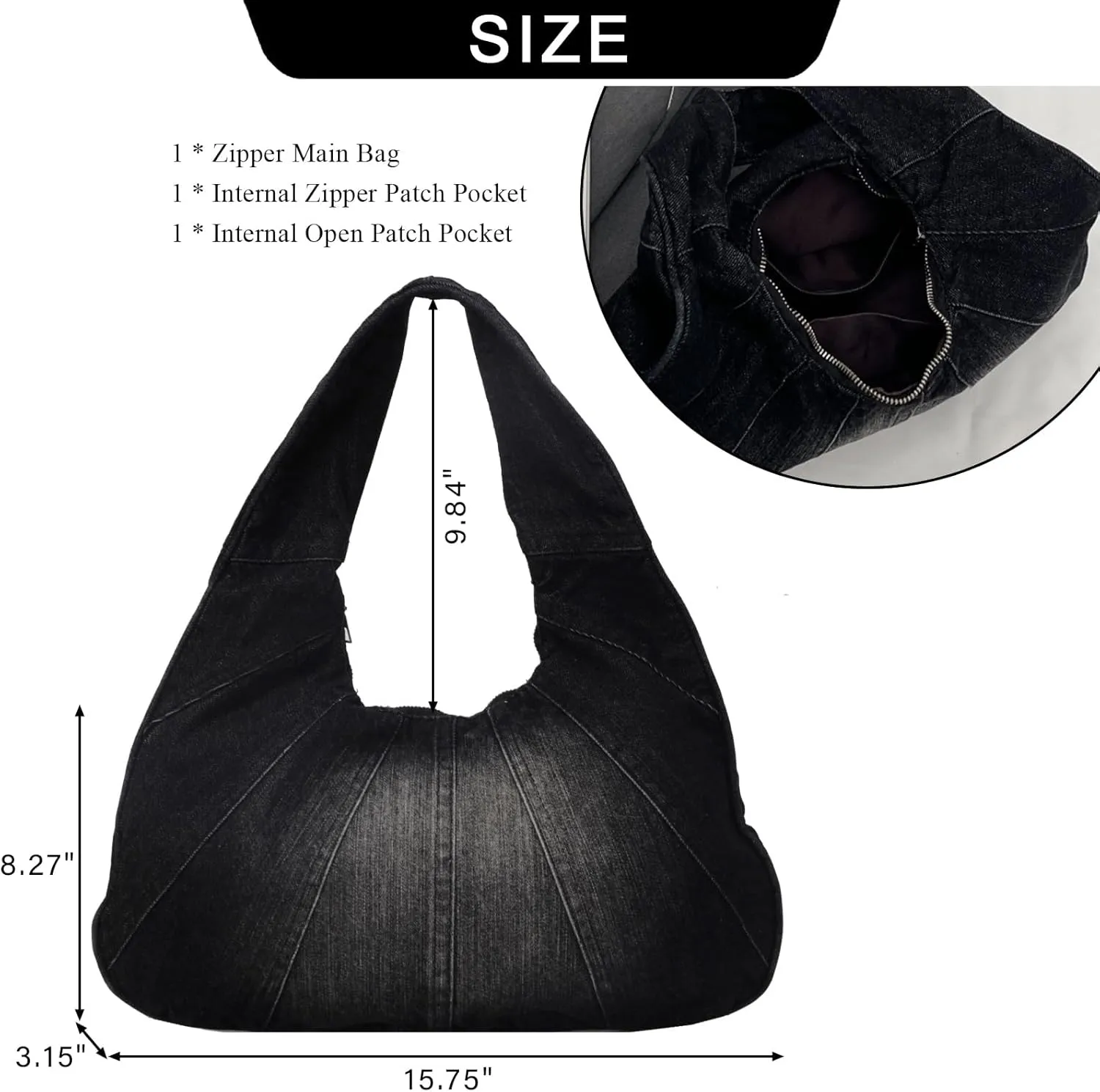 Denim Hobo Bag for Women - Trendy Jean Purses for Women Y2K Denim Shoulder Bag Slouchy Handbag