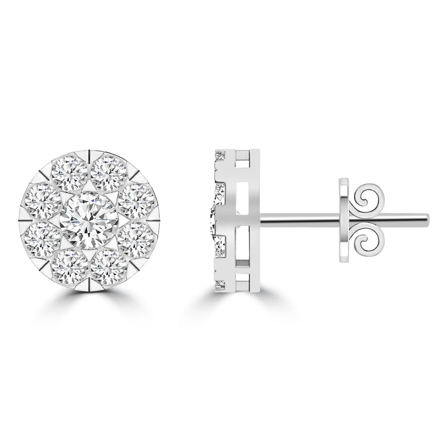 Diamond Cluster Stud Earrings