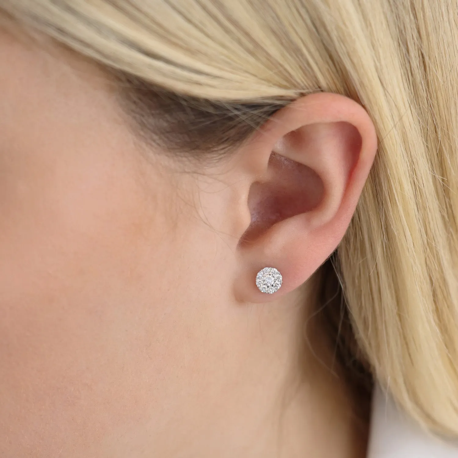 Diamond Cluster Stud Earrings