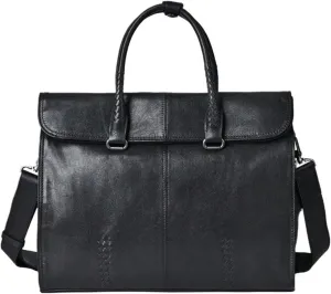 direfly Mens Laptop Bags Luggage Handbags Briefcases Genuine Leather Casual Daypacks Messenger Shoulder Bags(Black)