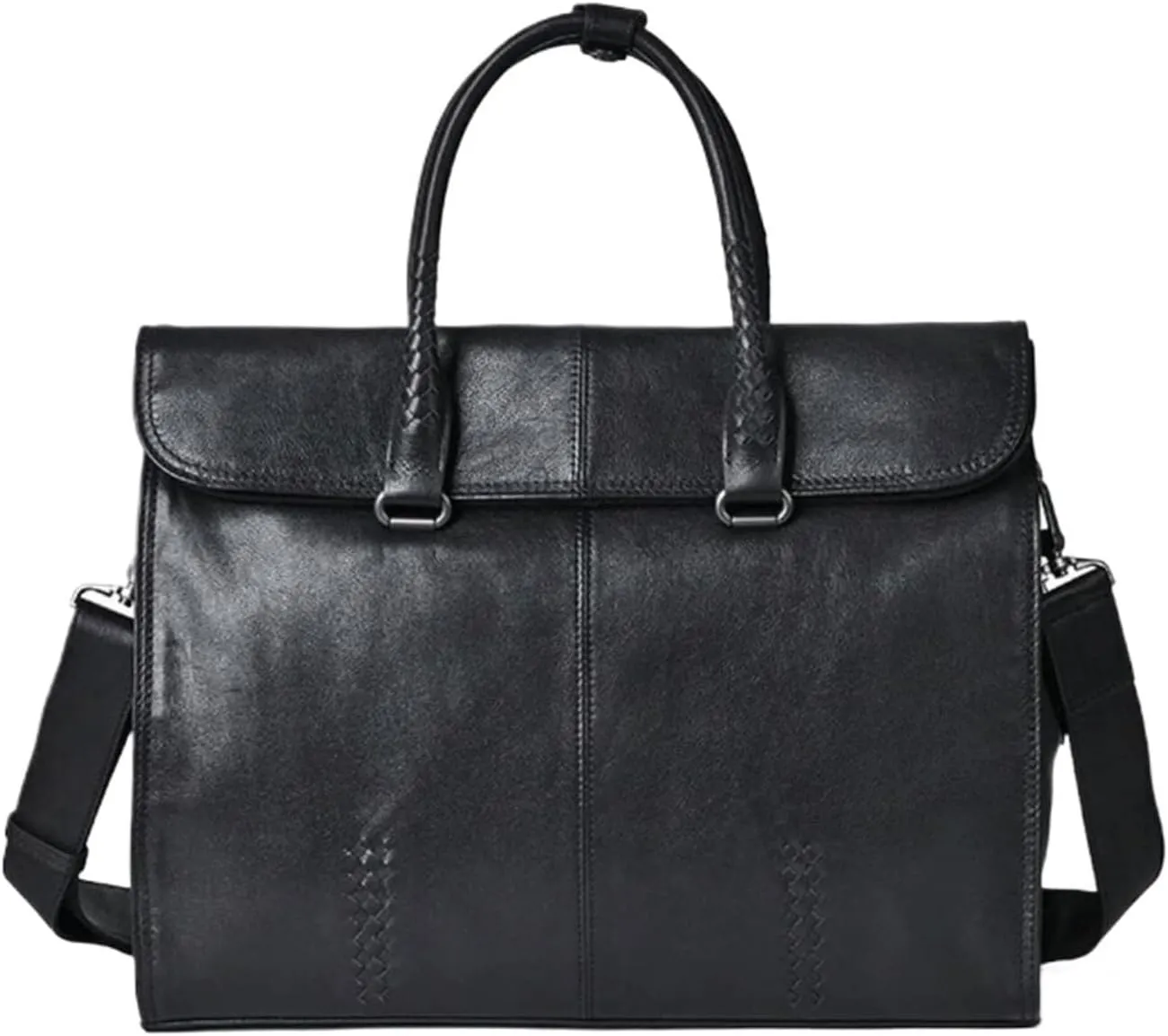 direfly Mens Laptop Bags Luggage Handbags Briefcases Genuine Leather Casual Daypacks Messenger Shoulder Bags(Black)