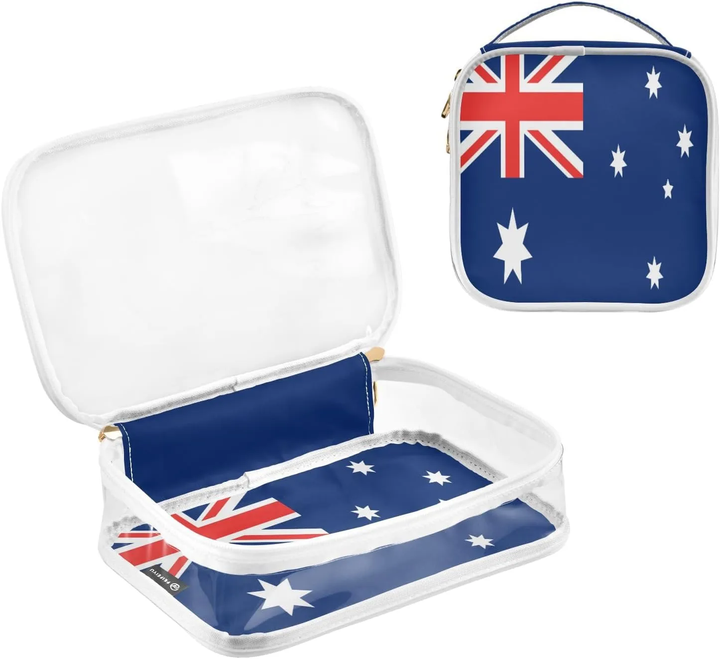 DOMIKING Australia Flag Clear Makeup Bags for Women Men Portable Cosmetic Organizer Pouch Travel Toiletry Storage Bag for Travel Gym Daily